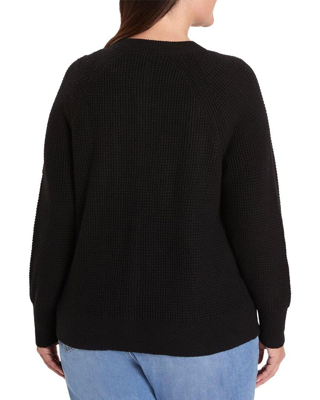 NIC+ZOE Black Plus Waffle Cardigan