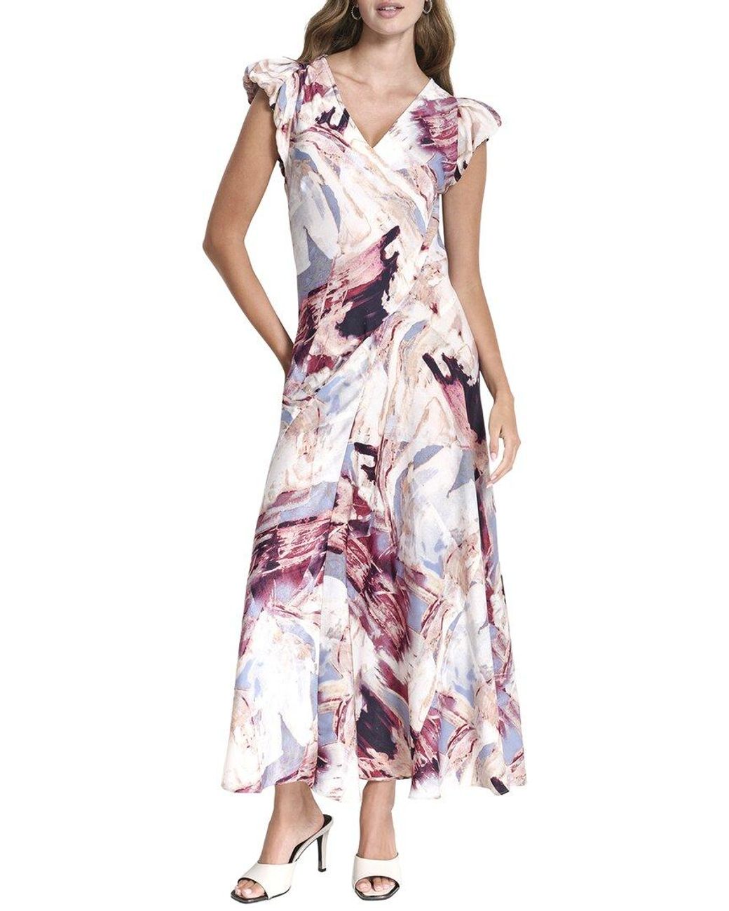 DKNY Purple Puff Sleeve Dress