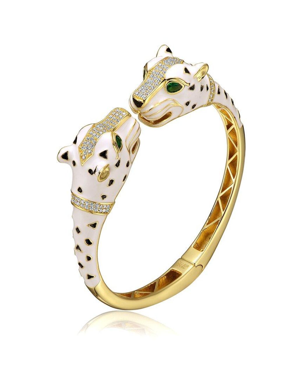 Genevive Jewelry Metallic 18k Over Silver Cz Bracelet