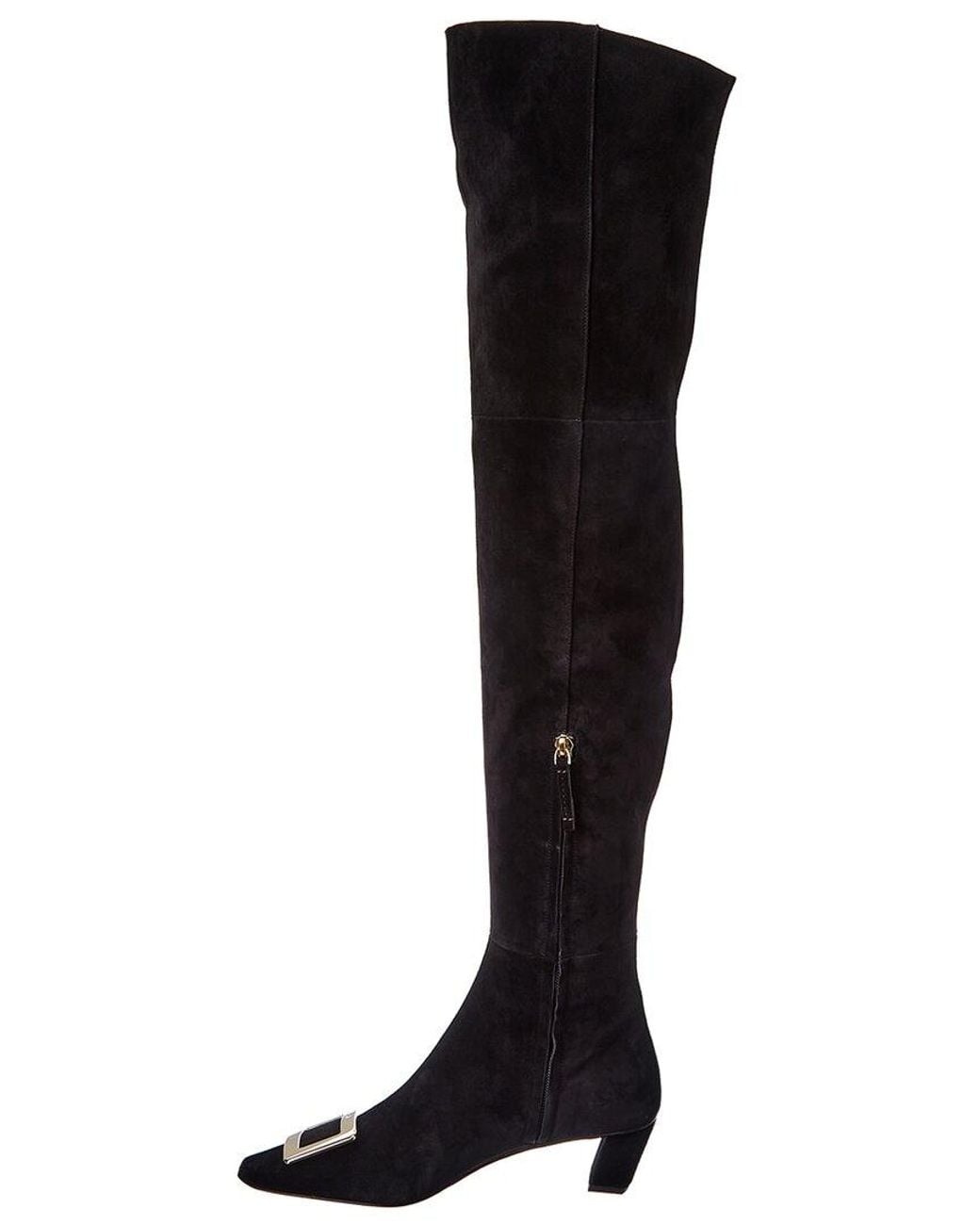 Roger Vivier Black Belle Vivier Suede Knee High Boot
