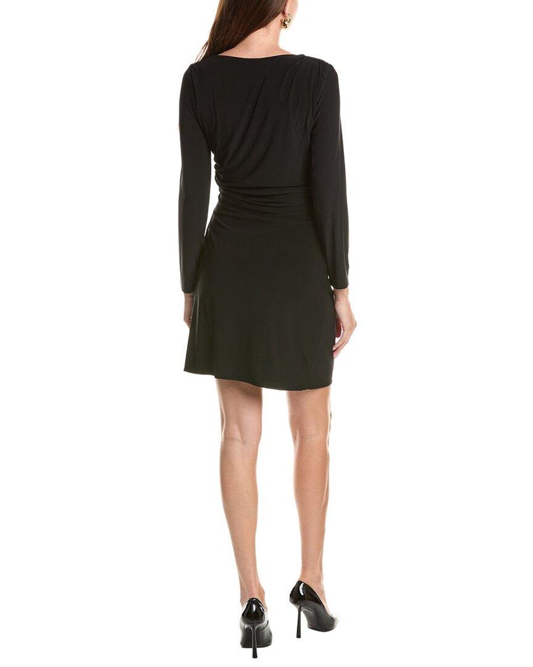Taylor Black Long Sleeve Solid Mini Dress