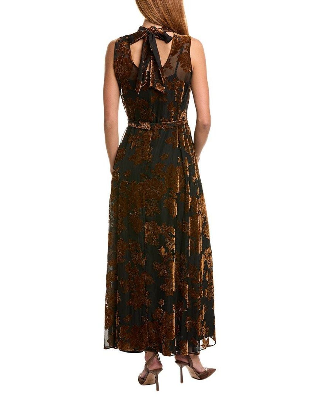 Julia Jordan Brown Woven Burnout Velvet Dress
