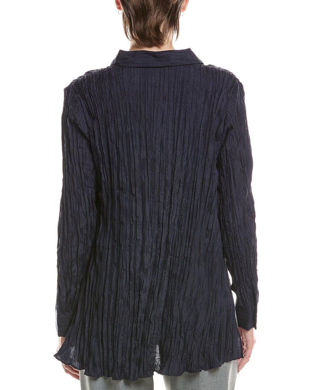 Eileen Fisher Blue Classic Silk Pleat Shirt