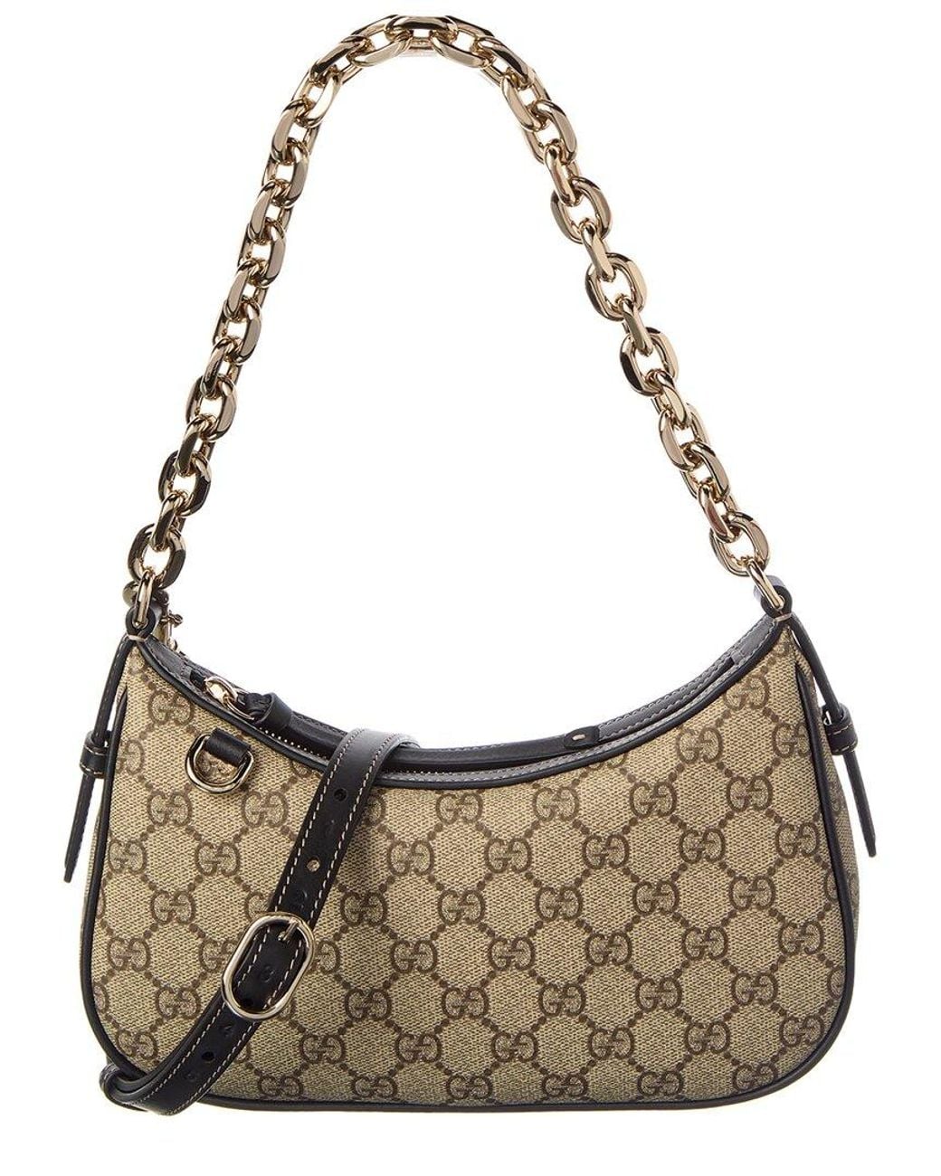 Gucci Metallic Gg Emblem Small Gg Supreme Canvas & Leather Shoulder Bag