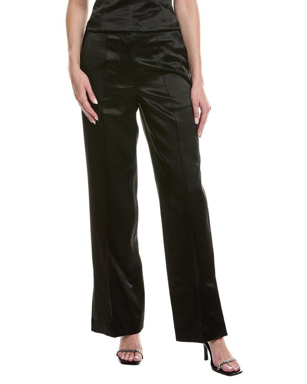 Helmut Lang Black Minimal Textured Satin Pant