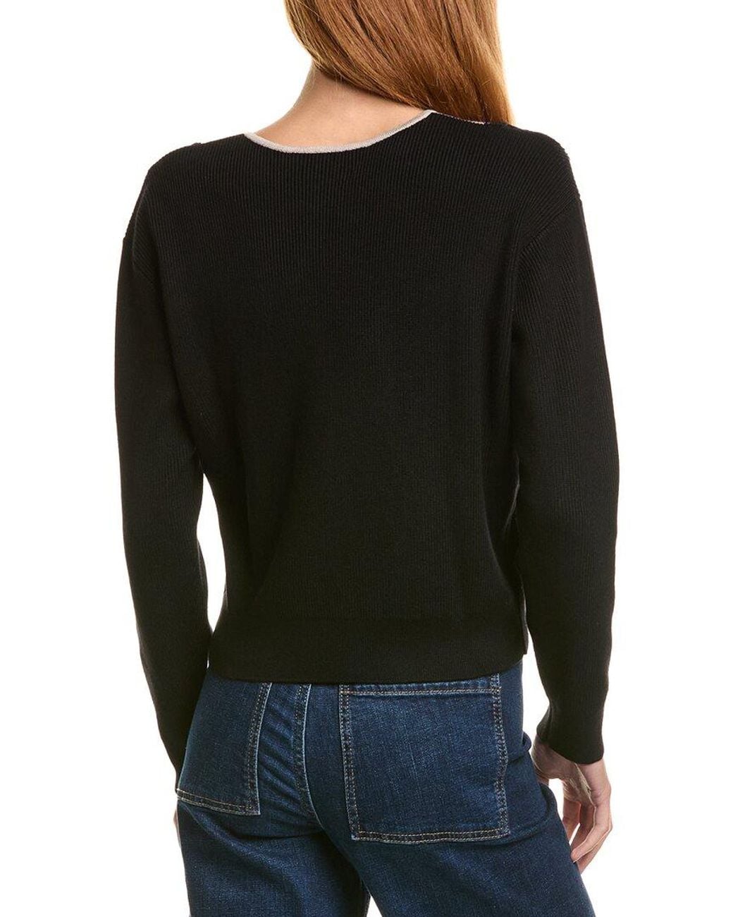 Laundry by Shelli Segal Black Lace Trim Sweater