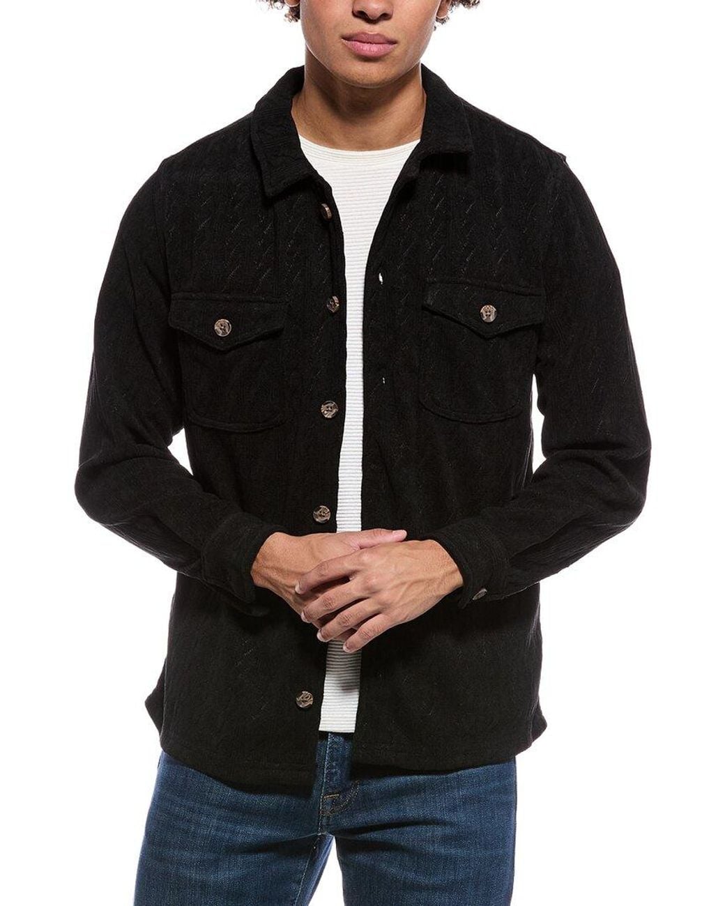 Vintage 1946 Black Cable Knit Sweater Shirt Jacket for men