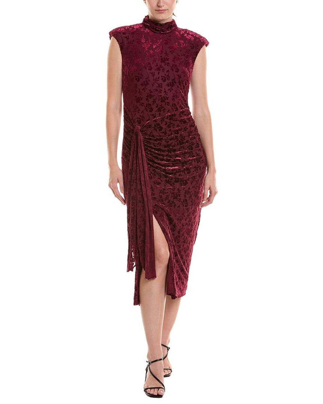 Taylor Red Solid Midi Dress