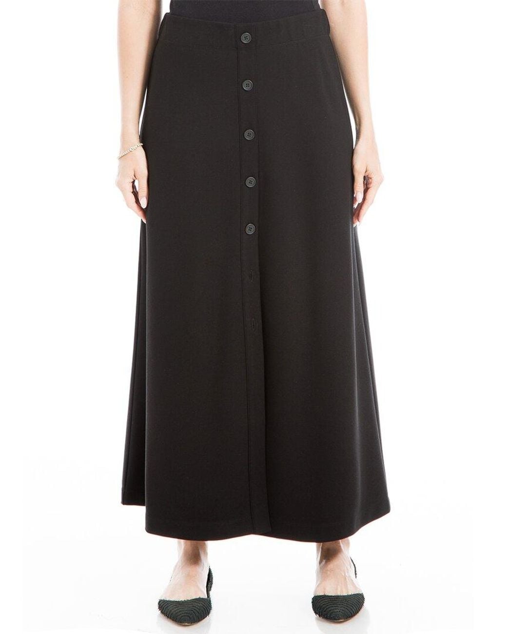 Max Studio Black Button Front Midi Skirt