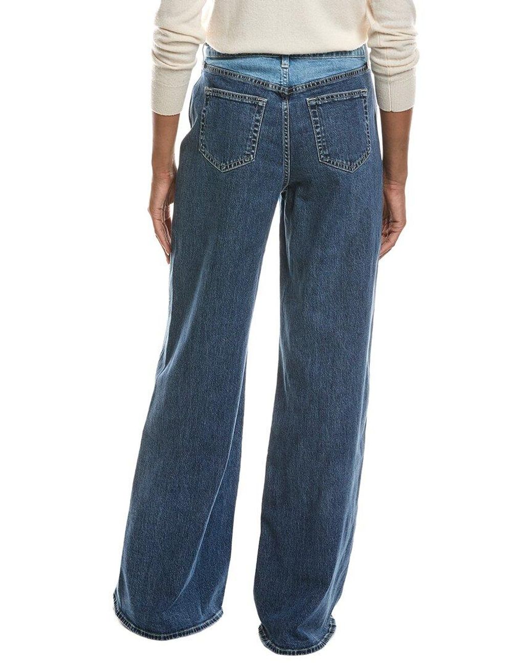 L'Agence Blue Beau High-Rise Wide Leg Contrast