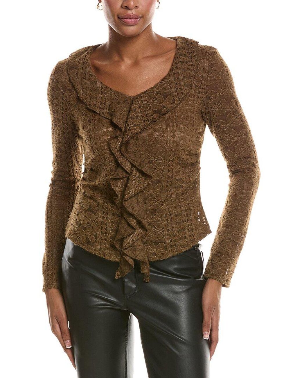 7 For All Mankind Brown Sweater Blouse