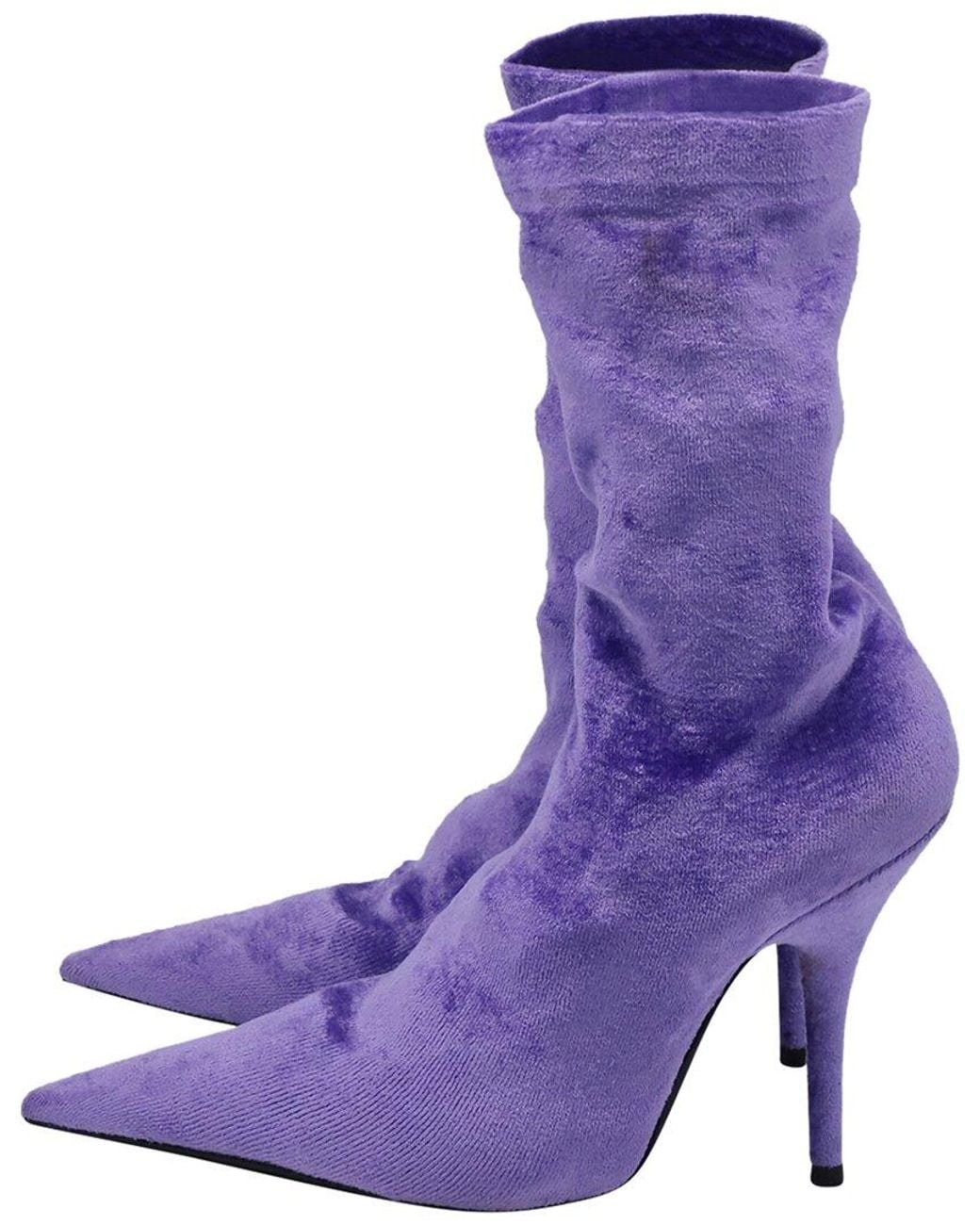 Balenciaga Purple Velvet Knife Sock Mid-calf Boot (authentic Pre-loved)