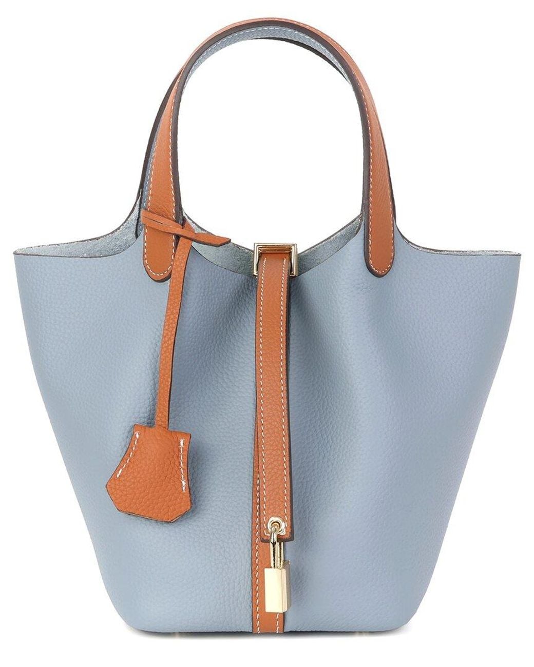 Tiffany & Fred Paris Blue Elegant Pebbled Leather Mini Satchel