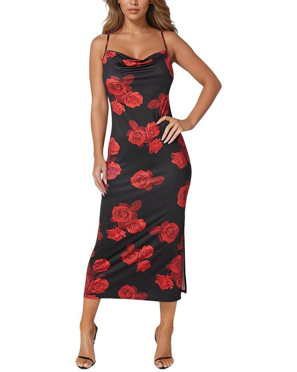 Bebe Red Floral Slipdress