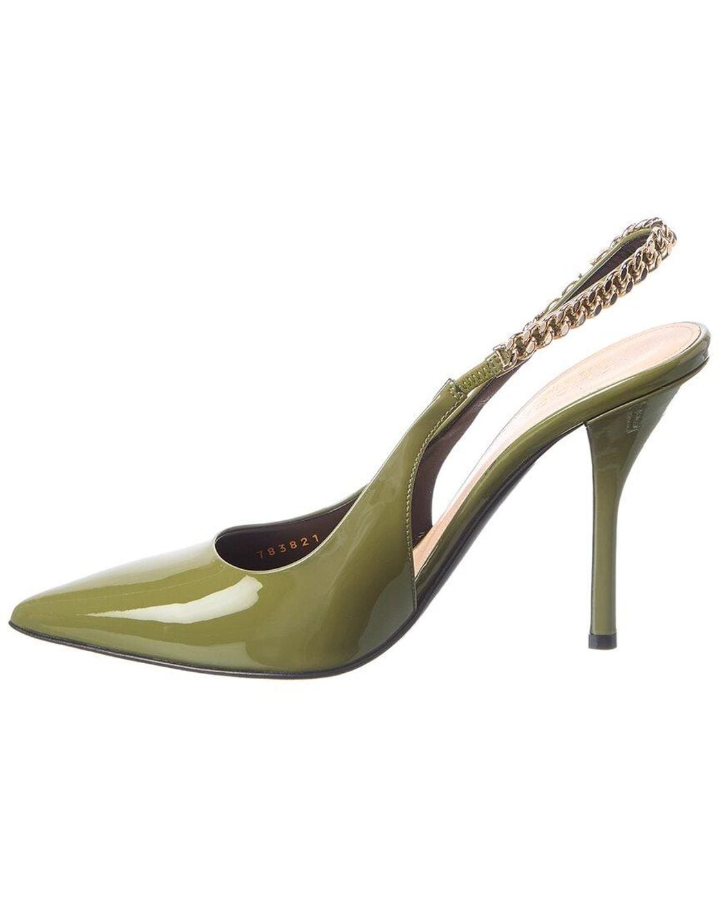 Gucci Metallic Signoria Patent Slingback Pump