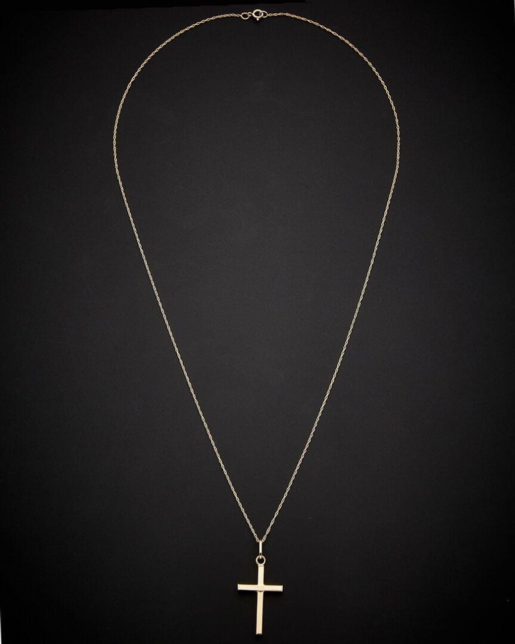 Italian Gold Black 14k Cross Pendant Necklace