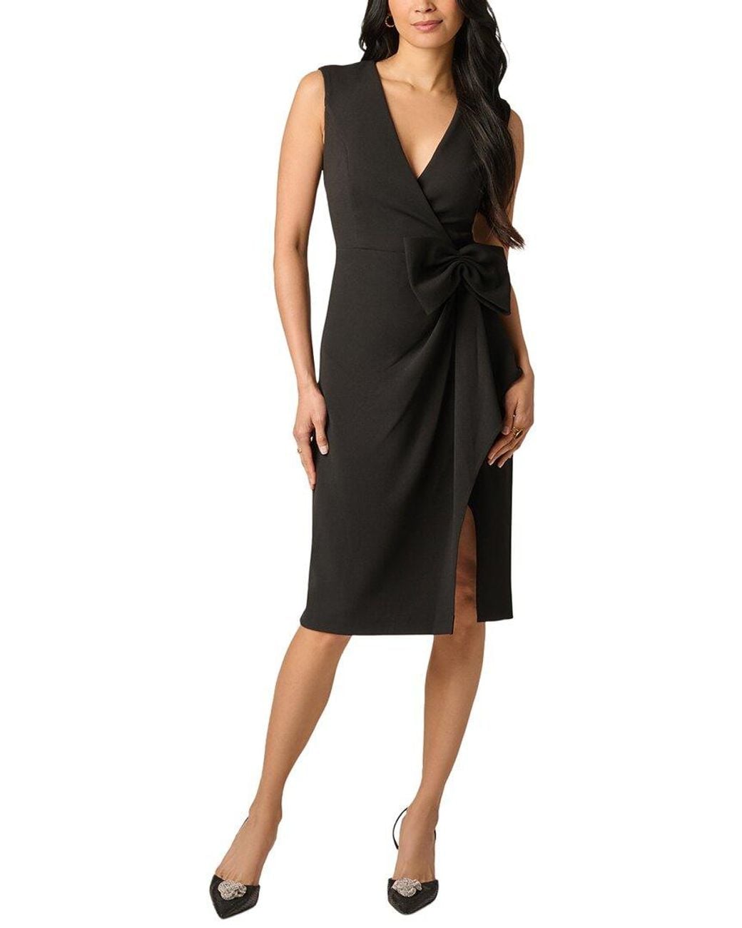 Adrianna Papell Black Sleeveless Midi Dress