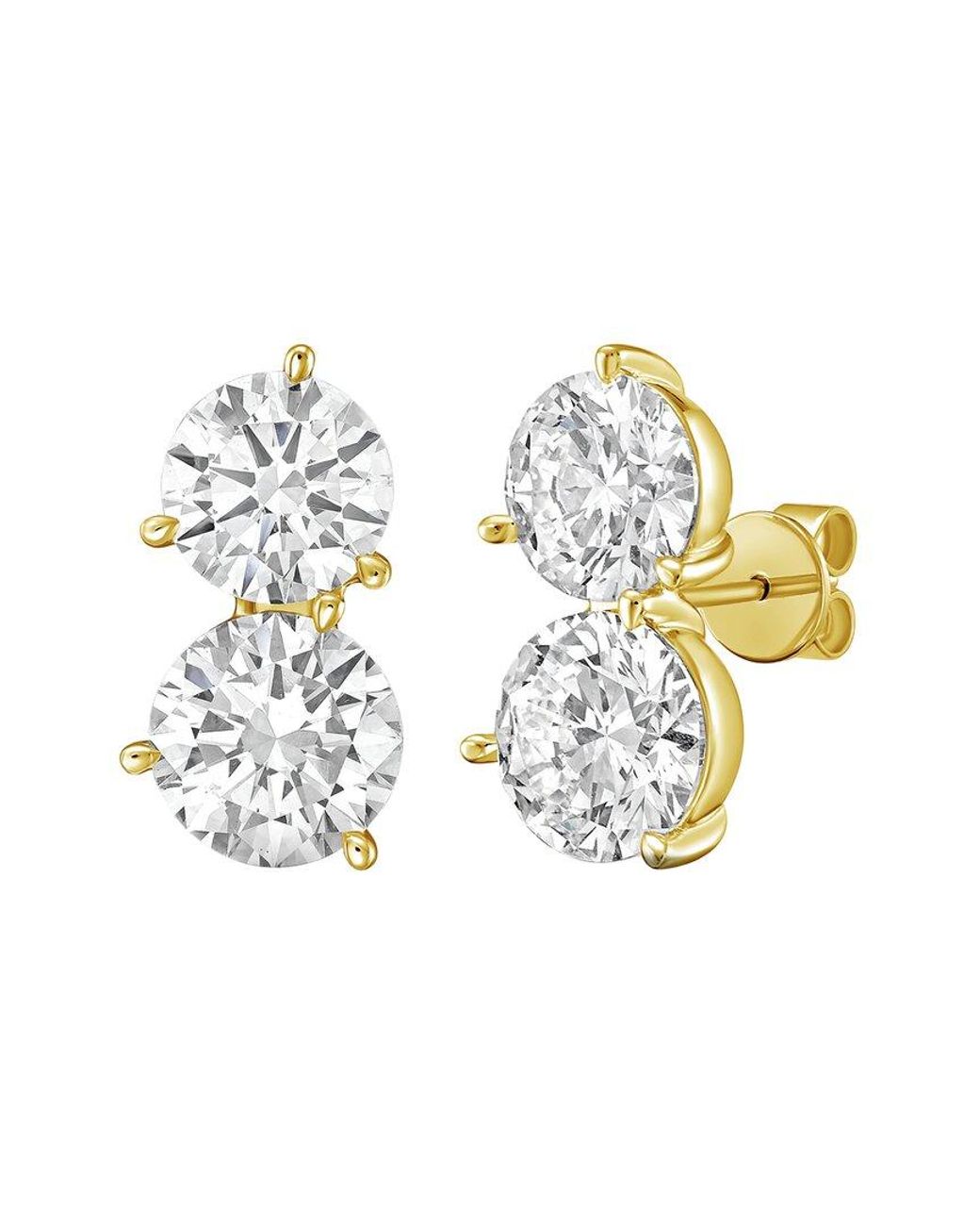 Diana M Metallic 14K 7.00 Ct. Tw. Lab-Grown Diamond Two-Stone Earrings