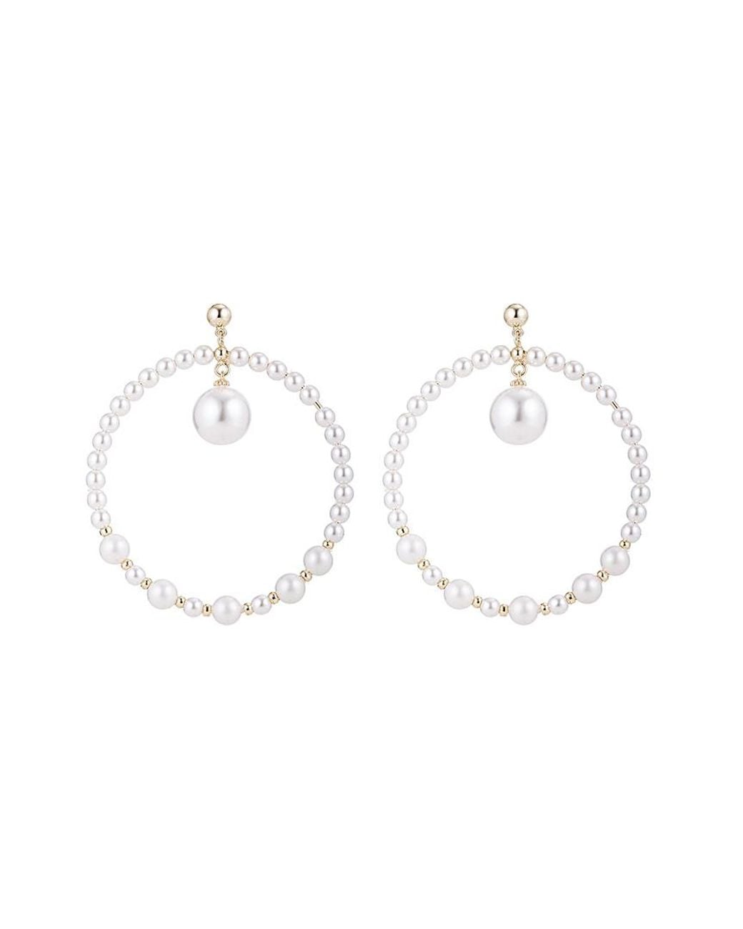 Eye Candy LA White 14k Plated Anna Freshwater Pearl Loop Earring