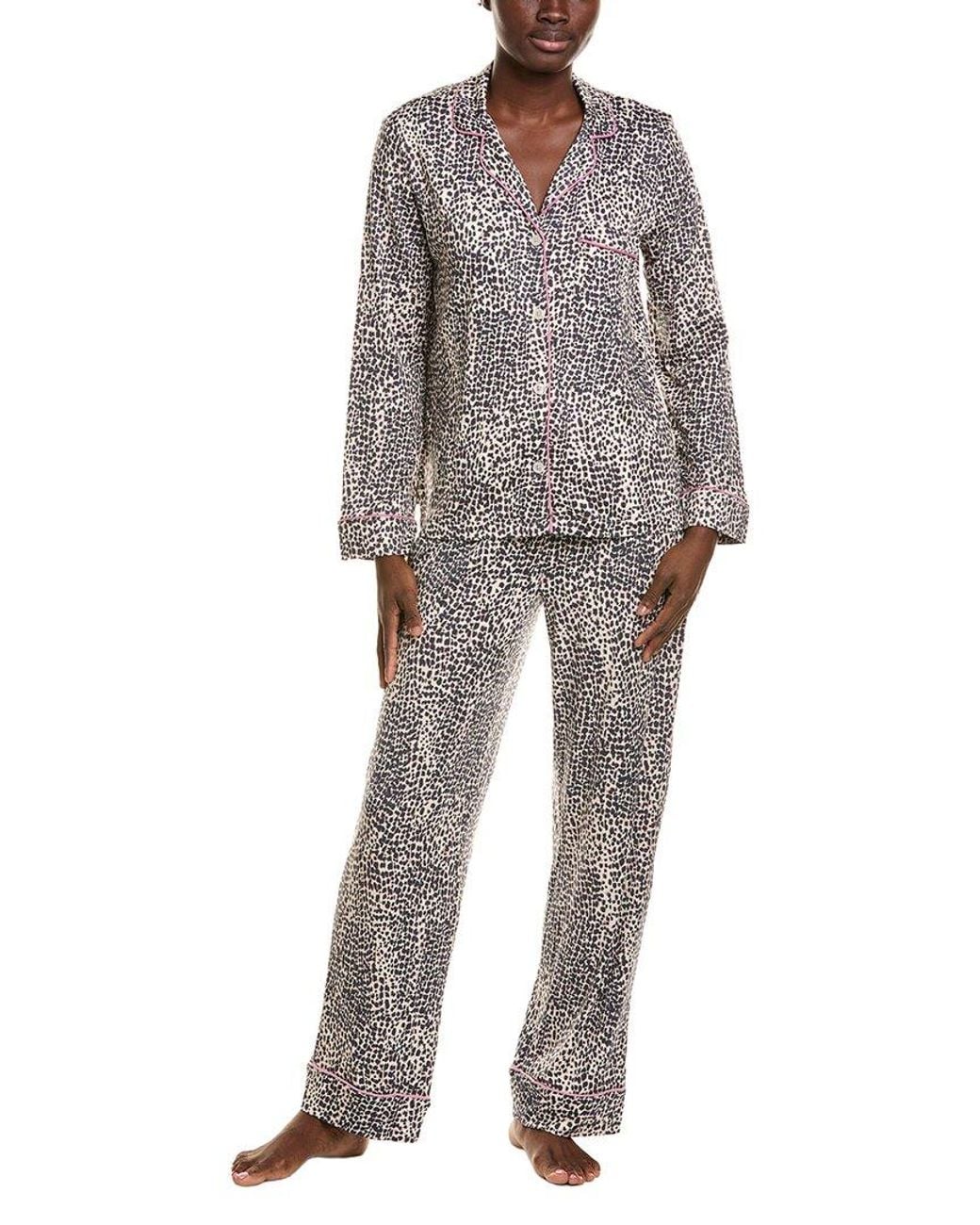 DKNY Gray 2Pc Long Sleeve Notch Top & Pant Sleep Set