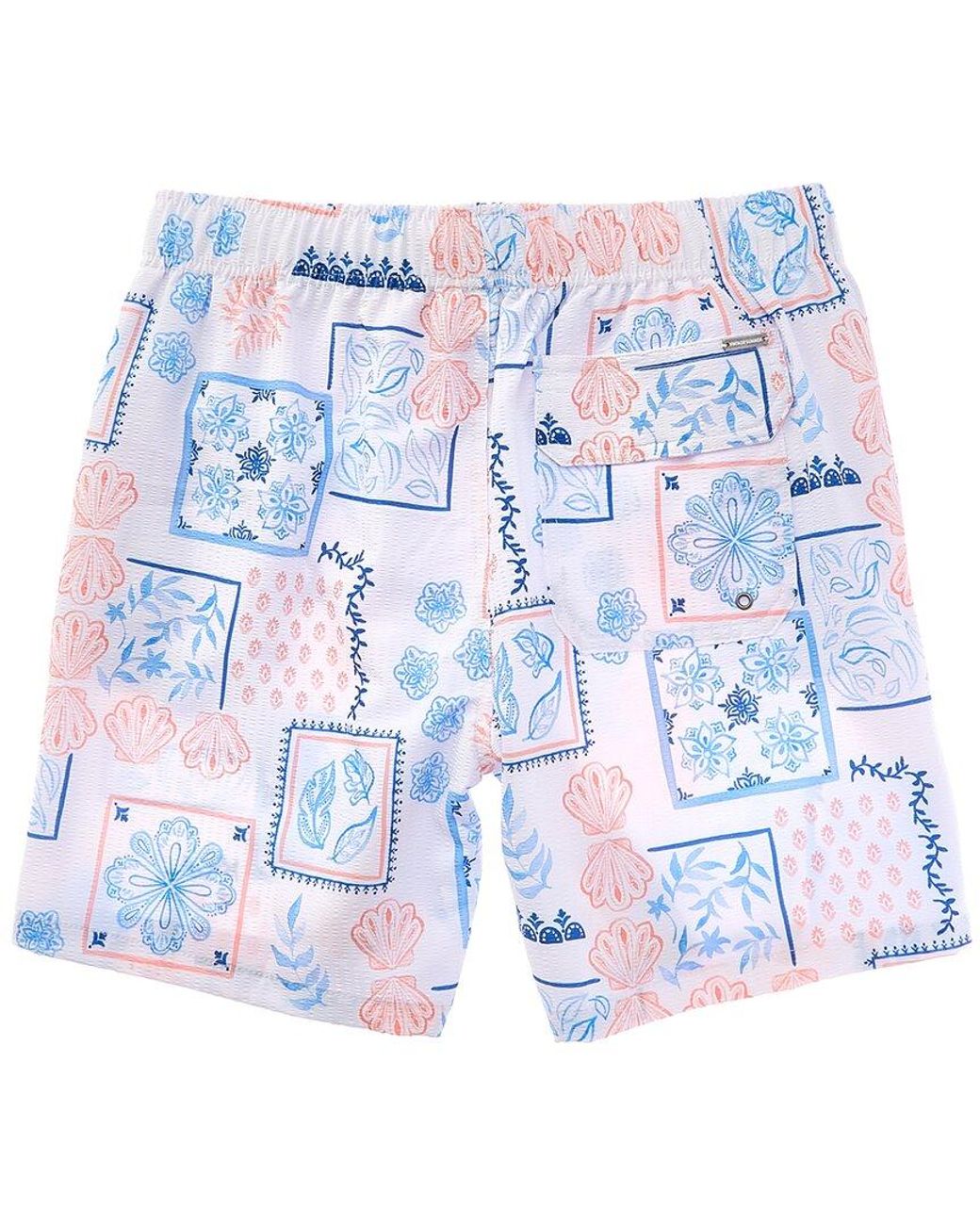 Vintage Summer Blue Seersucker Swim Short for men