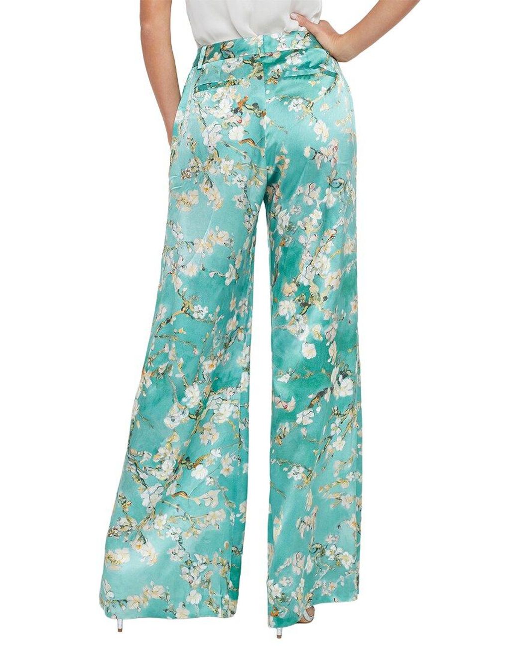 L'Agence Green Pilar Silk Wide Leg Pant
