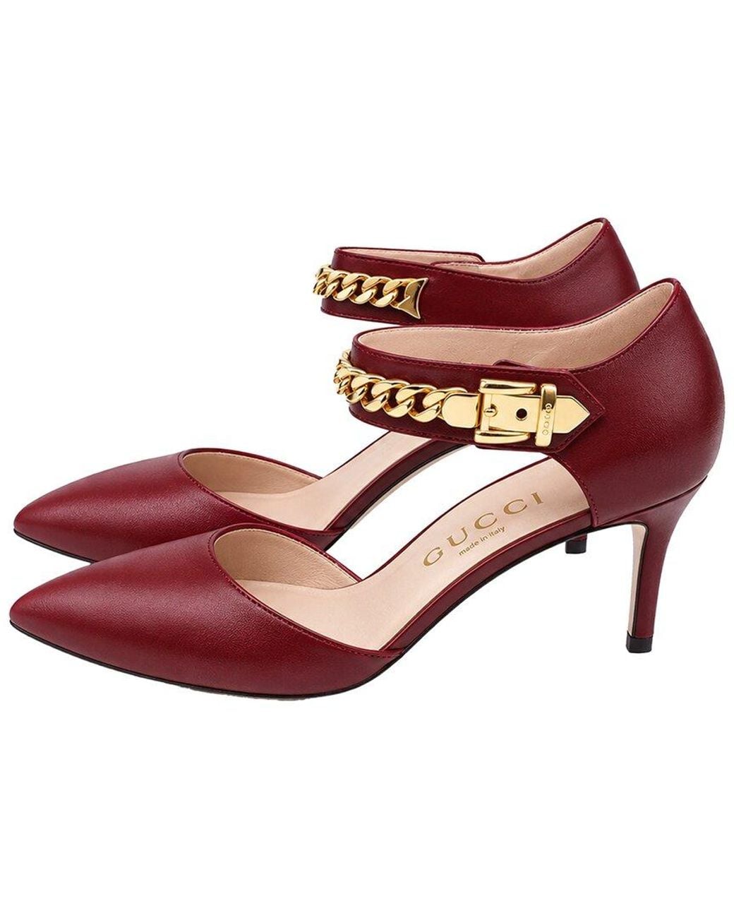 Gucci Pink Leather Sylvie Chain Pump (Authentic Pre-Loved)