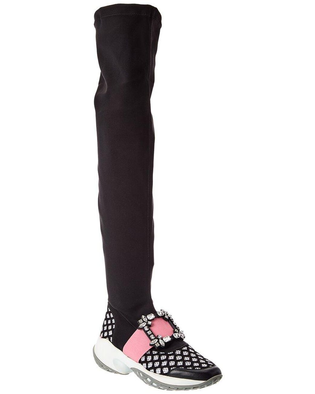 Roger Vivier Black Over-The-Knee Sock Sneaker
