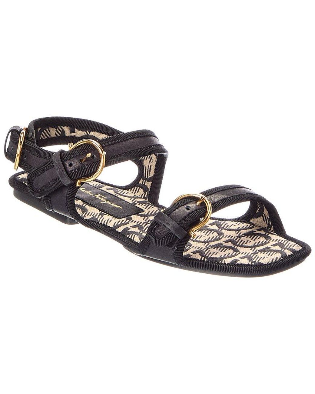 Ferragamo Black Anteo Leather Sandal