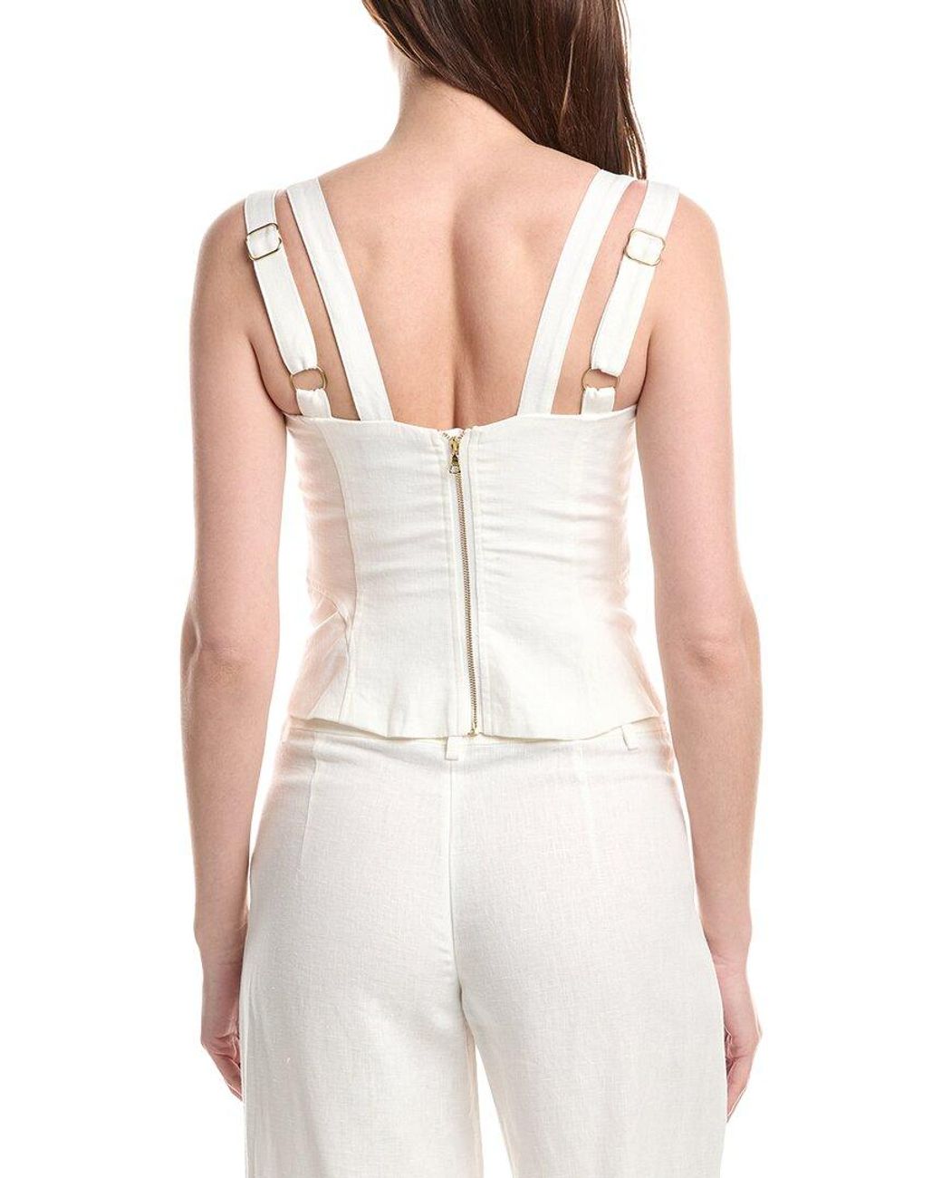 Bardot White Serafina Linen Corset Top