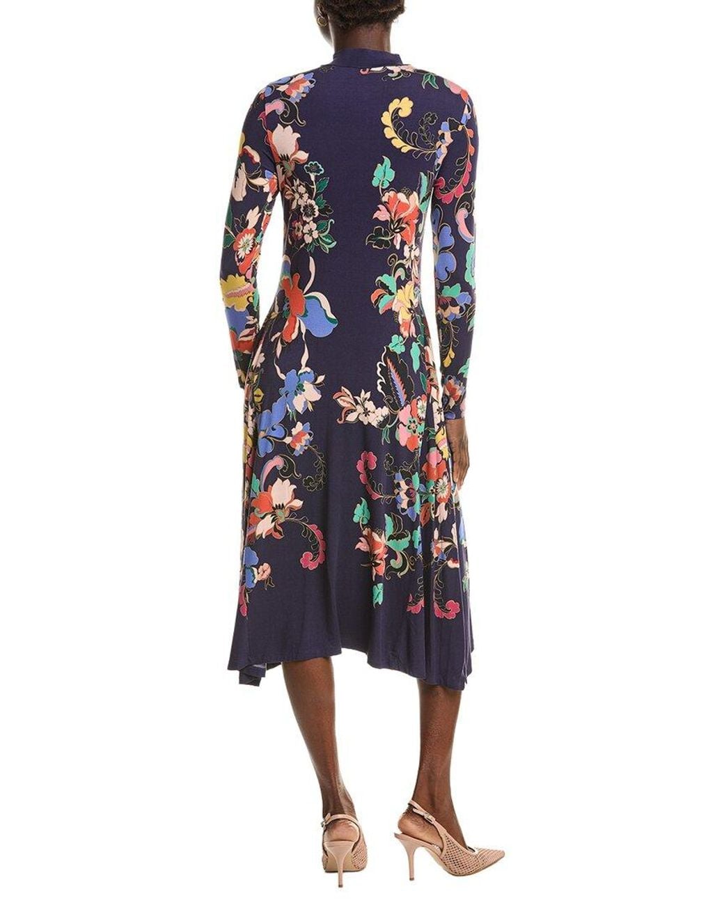 Johnny Was Blue The Janie Favorite Handkerchief Hem Mock Neck Dress