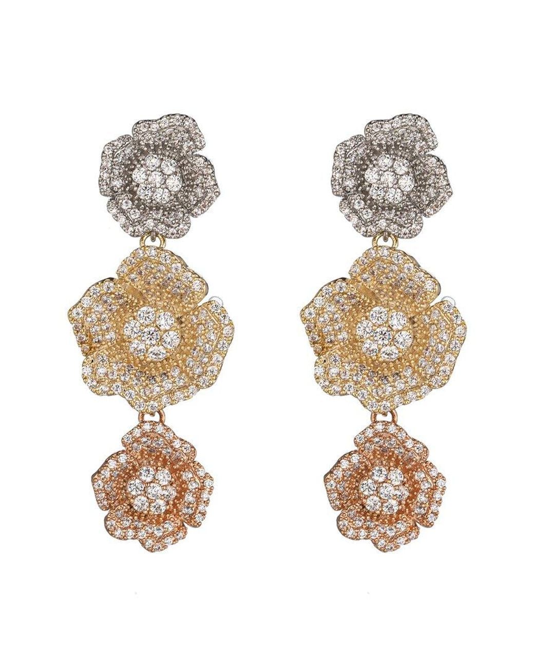 Eye Candy LA Metallic Cz Charli Flora Dangle Earrings