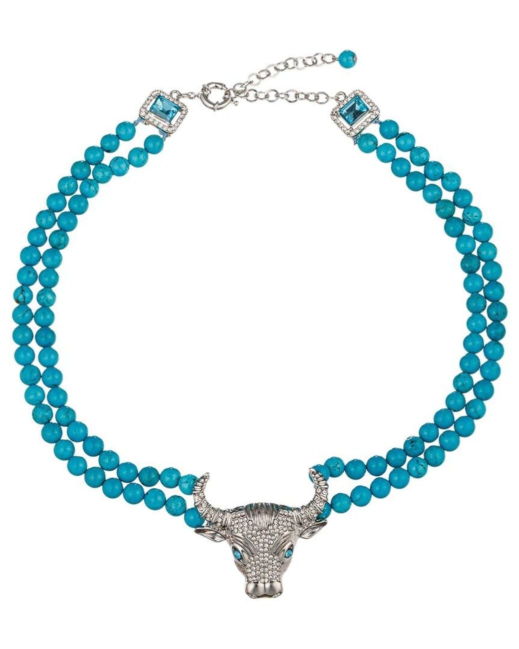 Eye Candy LA Blue Tara Beaded Statement Necklace
