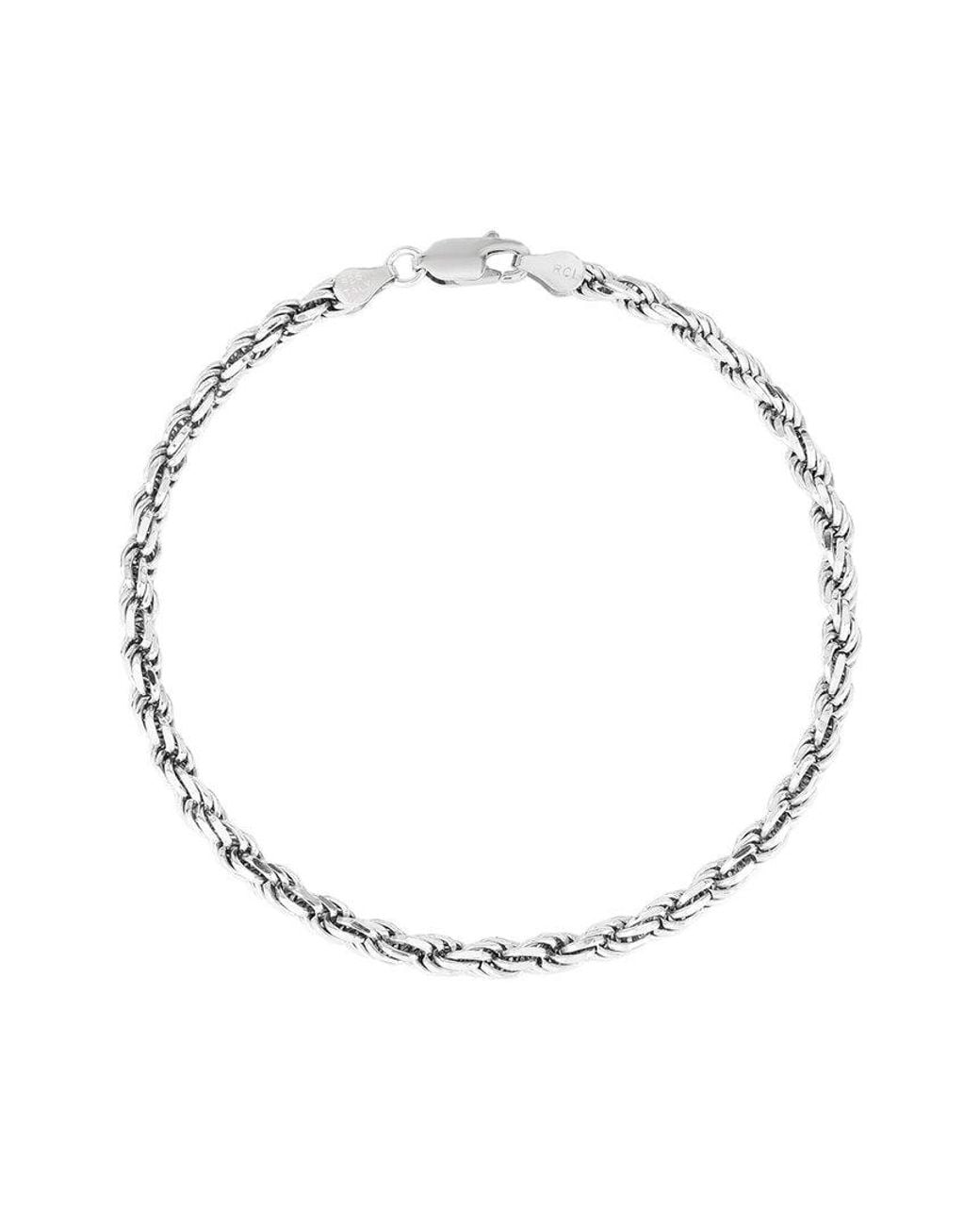 Italian Silver Metallic Rope Chain Bracelet for men