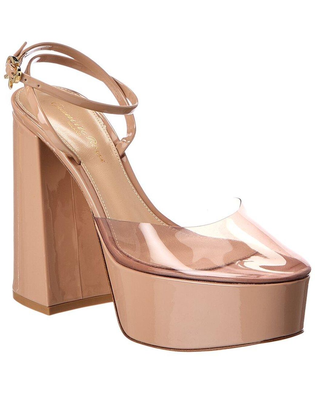 Gianvito Rossi Brown Dua 70 Patent & Vinyl Platform Pump