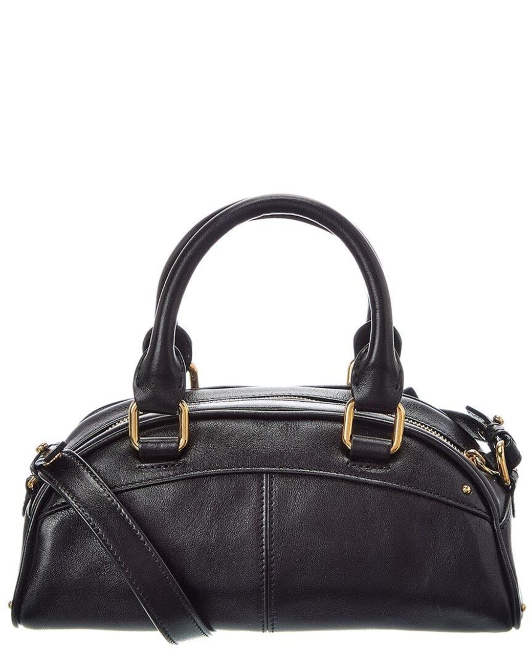 Chloé Black Small Leather Bowling Bag