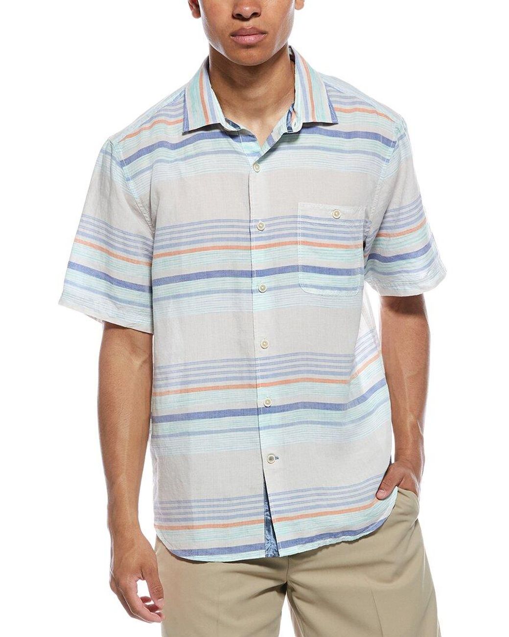 Tommy Bahama Blue Sand Horizon View Linen-Blend Shirt for men