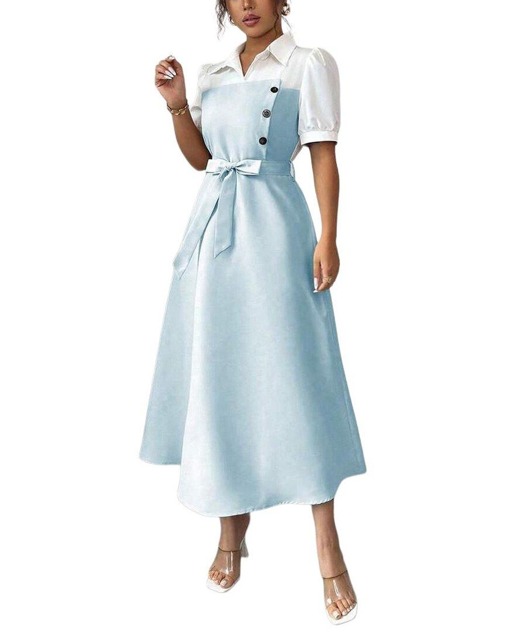 XIRELLI Blue Solid Maxi Dress
