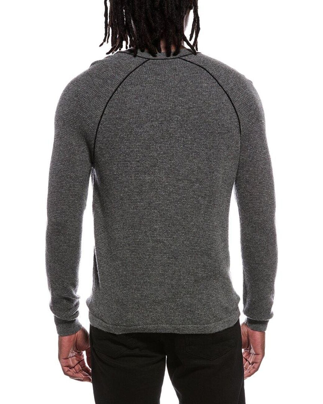 Autumn Cashmere Gray Thermal 100% Cashmere Crewneck Sweater for men
