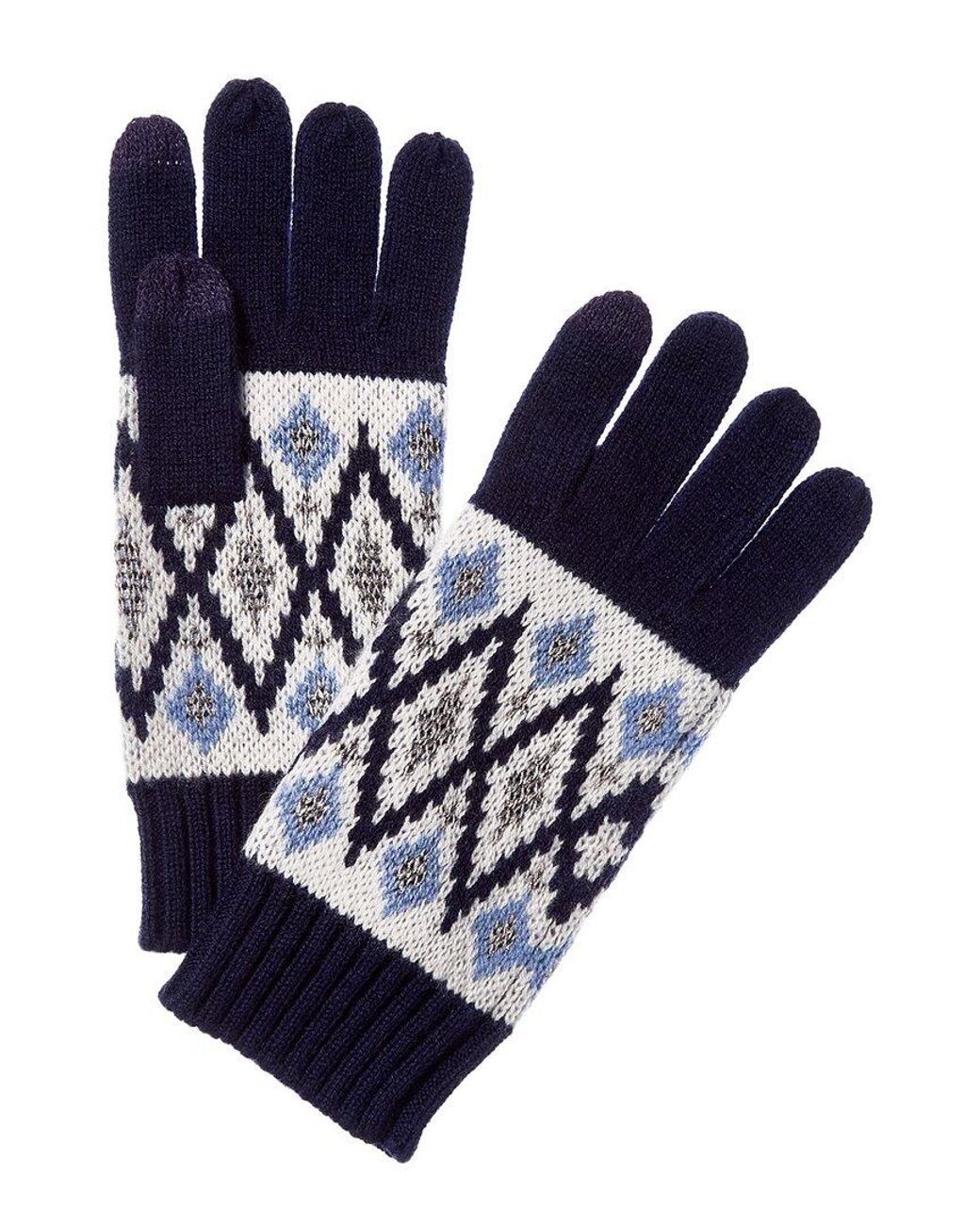 Sofiacashmere Blue Sofiacashmere Fairisle Lurex Wool & Cashmere-Blend Glove