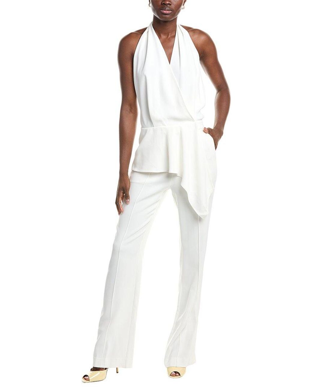 Reiss White April Bridal Halter Plunge Jumpsuit