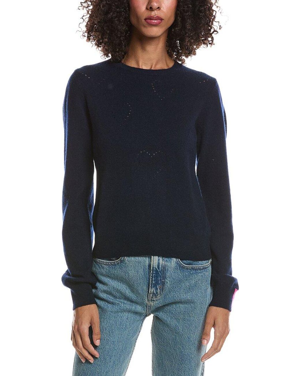 Brodie Cashmere Blue Hilda Pointelle 100% Cashmere Sweater