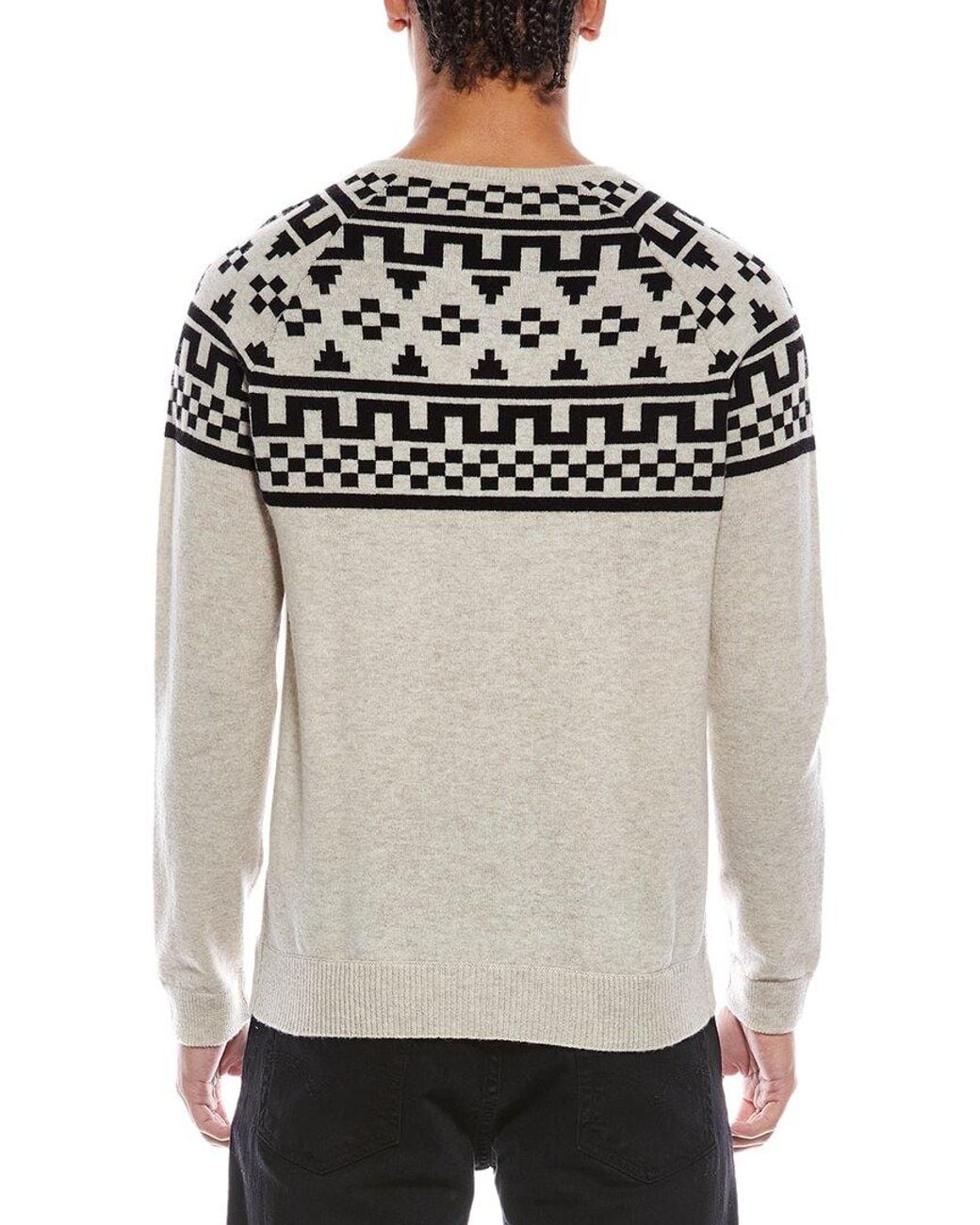 Brodie Cashmere White Fairisle Wool & Cashmere-Blend Crewneck Sweater for men