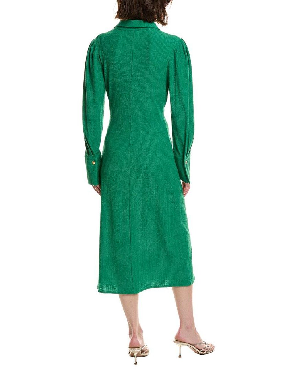 Pascale La Mode Green Button Front Puff Sleeve Dress