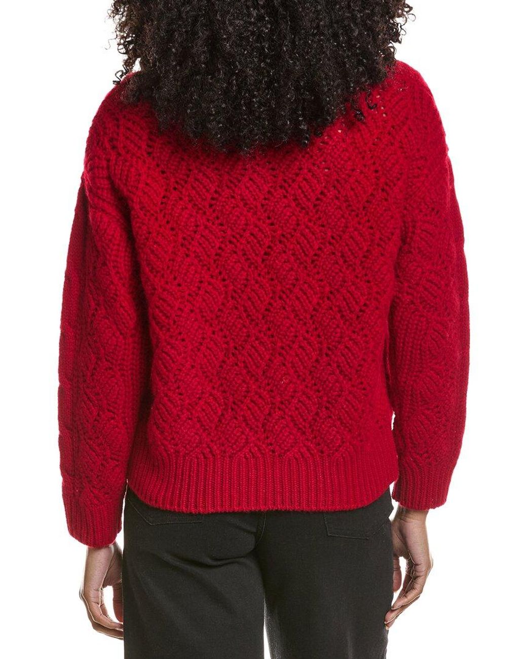 Tahari Red Novelty Stitch Cashmere Sweater