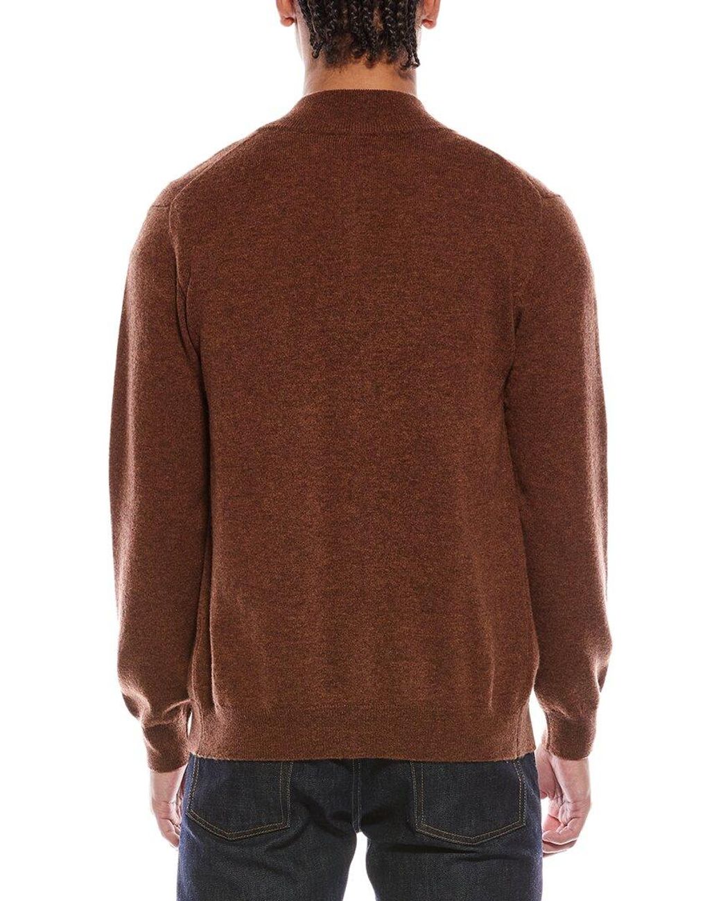Brodie Cashmere Brown Zip Up Wool & Cashmere-Blend Funnel Neck Cardigan for men