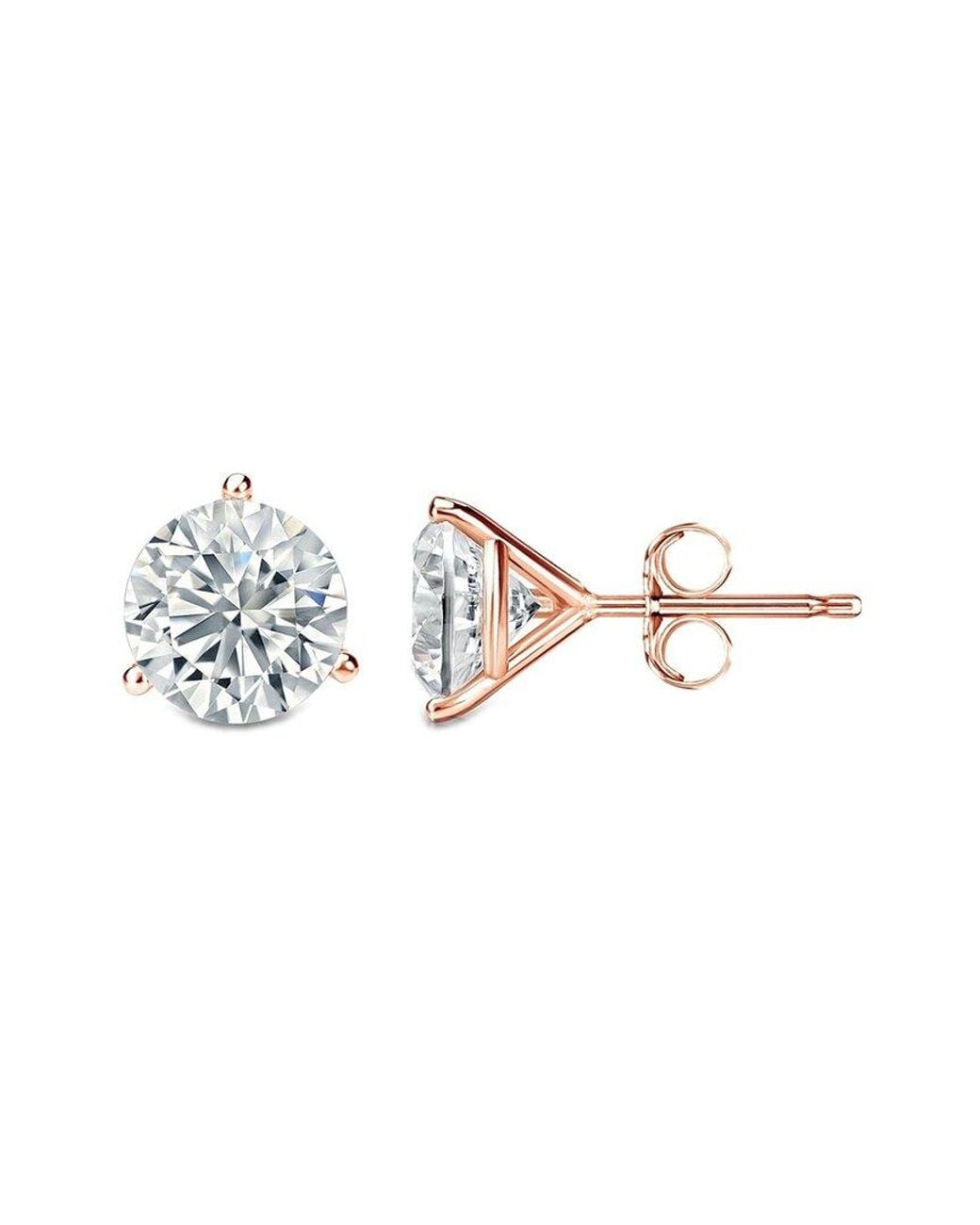 Lab Grown Diamonds Metallic 14K Rose 4.00 Ct. Tw. Lab-Grown Diamond Earrings