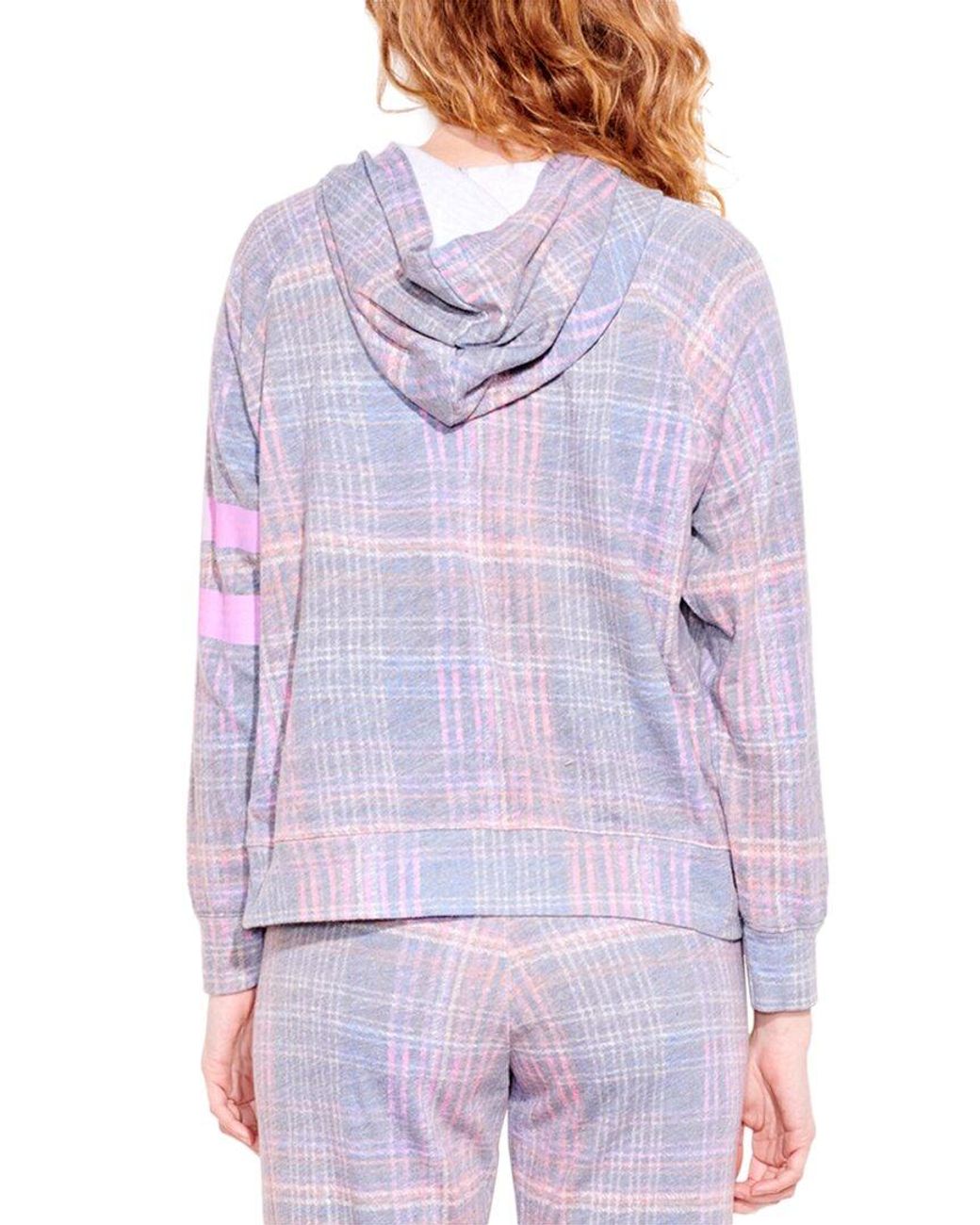 Sundry Purple Plaid Hoodie
