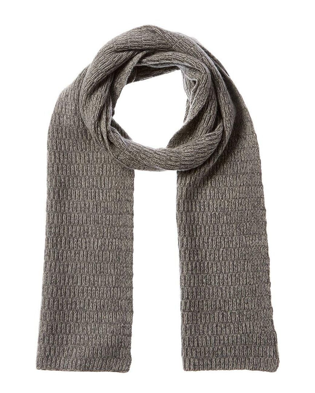 Portolano Gray Ribbed Wool & Cashmere-Blend Scarf for men