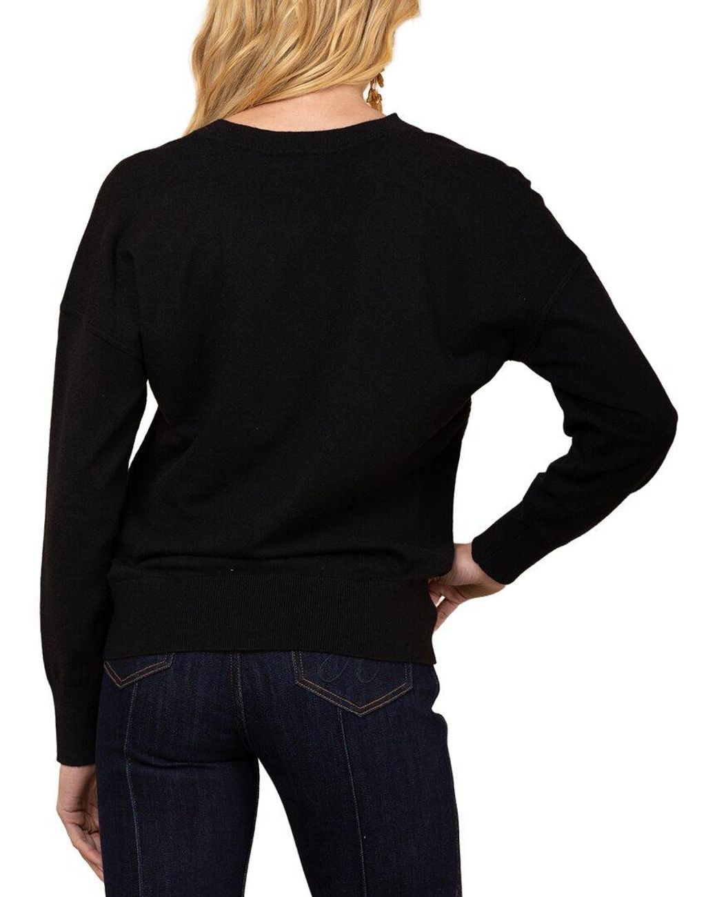 Hale Bob Black V Neck Stormi Silk Sweater